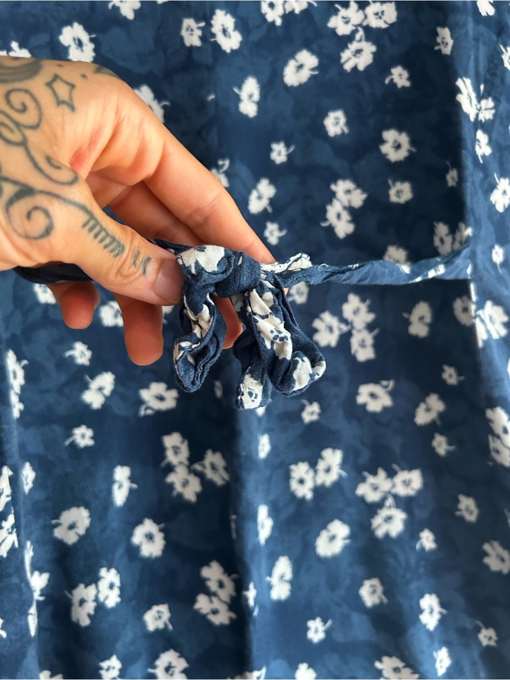 Vintage Cotton Ginny Plus Blue Floral Rayon Button Front Dress L Made Canada - Picture 6 of 15